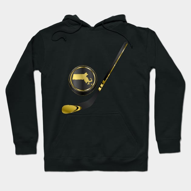 NHL - MA Blacl Gold Stick and Puck Hoodie by geodesyn